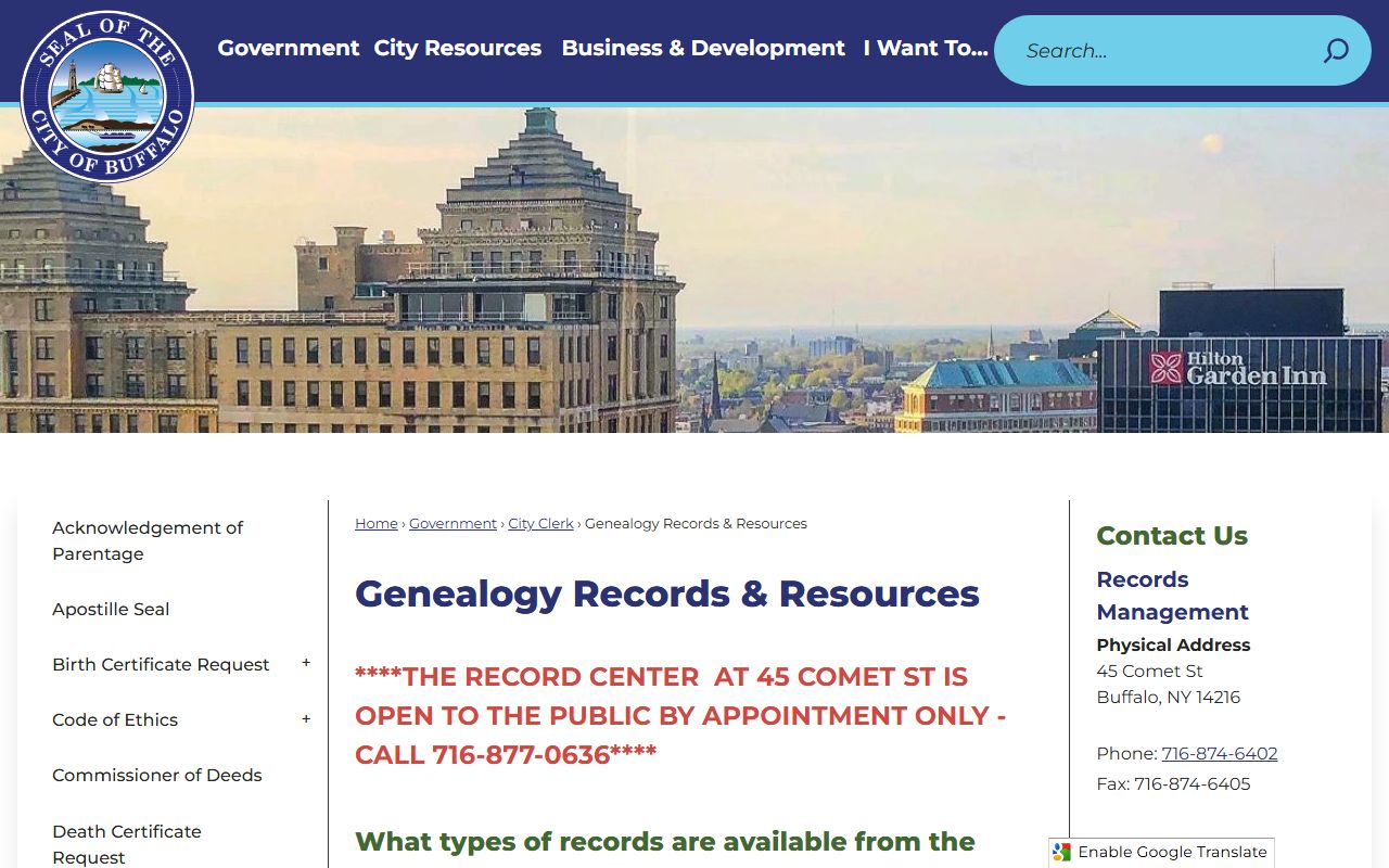 Buffalo genealogy records information for death index research