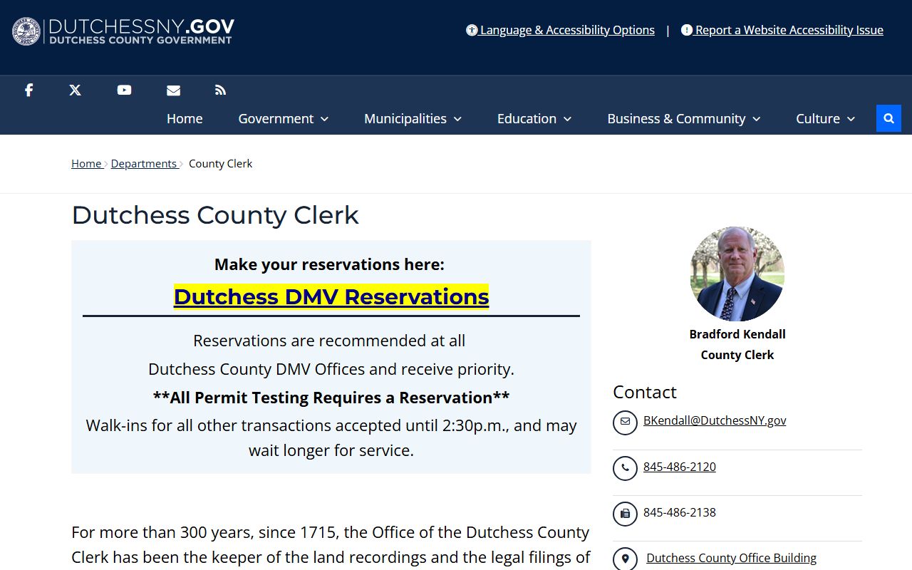 Dutchess County Clerk office for death index records