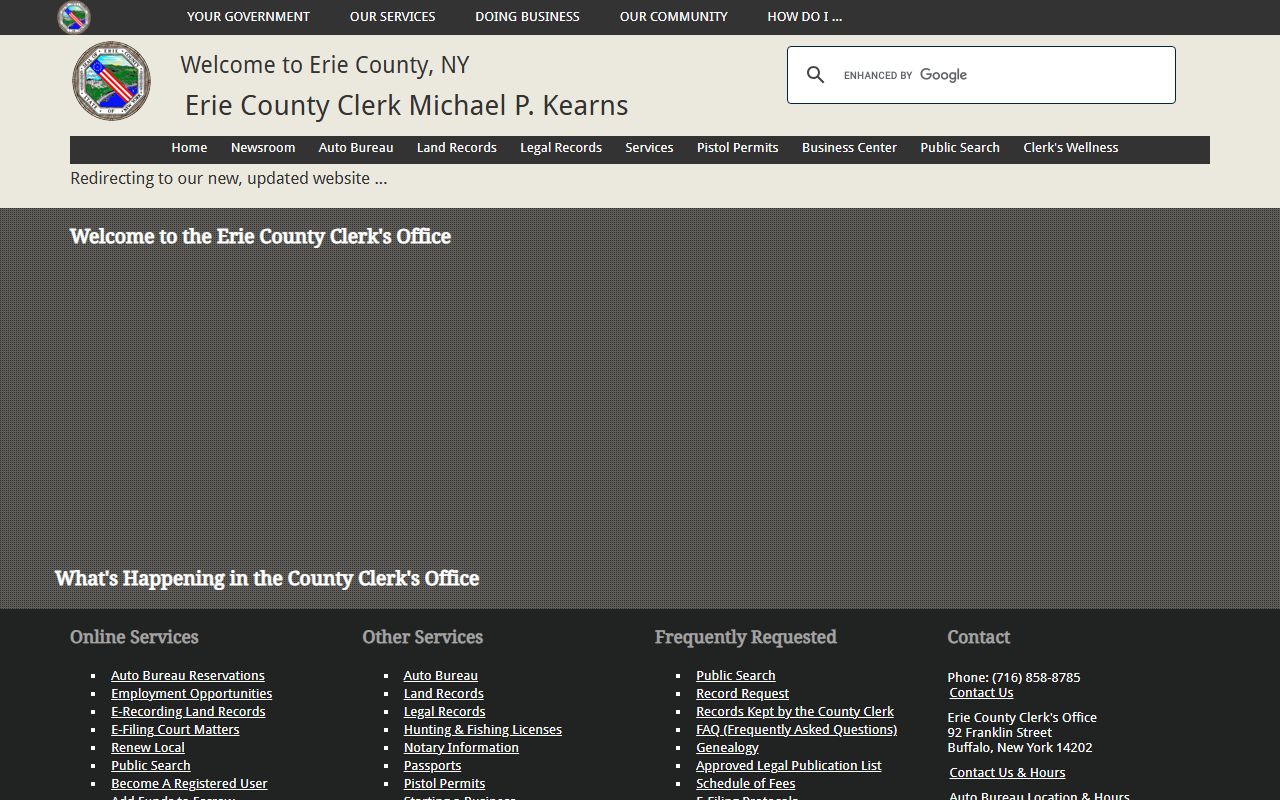 Erie County Clerk office for death index records