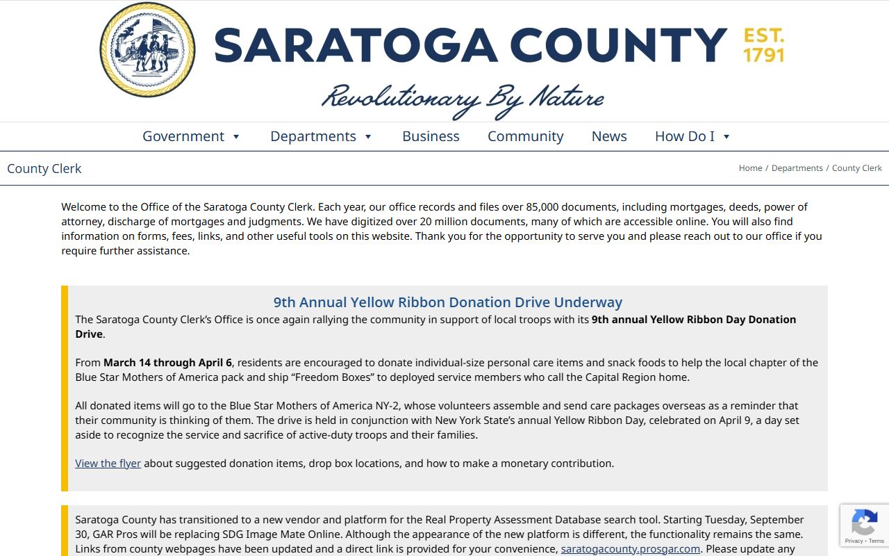 Saratoga County Clerk website for Saratoga County death index research