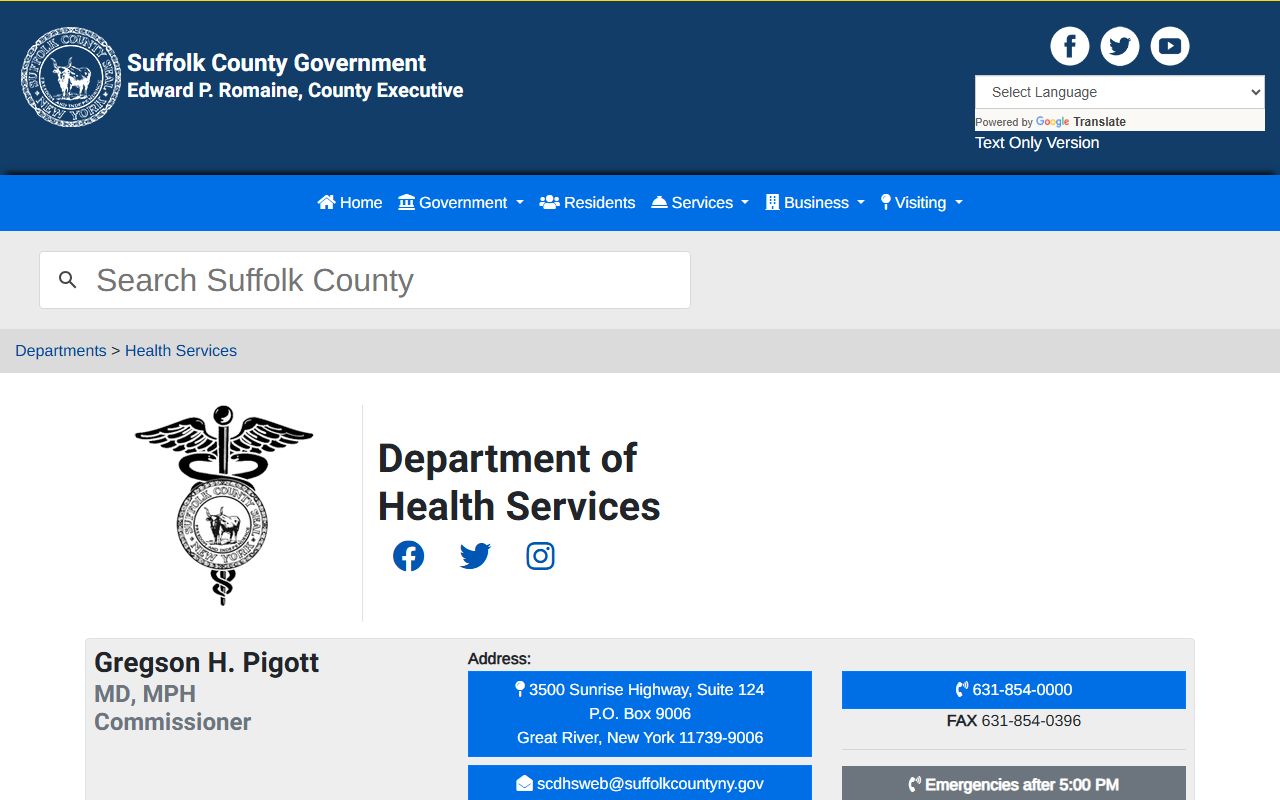 Suffolk County Clerk and Health Services websites for Suffolk County death index research